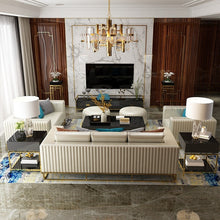 Load image into Gallery viewer, Modern Light luxury leather stainless steel furniture sofa living room 123 combination sofa