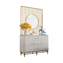 Load image into Gallery viewer, Modern light luxury living room furniture white high density fiberboard stainless steel screen cabinet