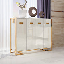 Load image into Gallery viewer, Modern light luxury living room furniture door high density board cabinet coat and hat room stainless steel storage shoe cabinet