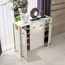 Load image into Gallery viewer, Modern light luxury living room furniture door high density board cabinet coat and hat room stainless steel storage shoe cabinet