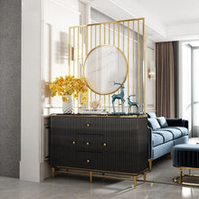 Load image into Gallery viewer, Modern light luxury living room furniture white high density fiberboard stainless steel screen cabinet