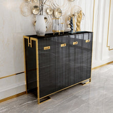 Load image into Gallery viewer, Modern light luxury living room furniture door high density board cabinet coat and hat room stainless steel storage shoe cabinet