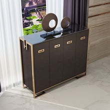 Load image into Gallery viewer, Modern light luxury living room furniture door high density board cabinet coat and hat room stainless steel storage shoe cabinet