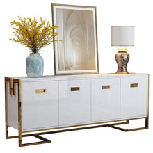 Load image into Gallery viewer, Modern light luxury living room high density board storage side cabinet study side stainless steel floor cabinet