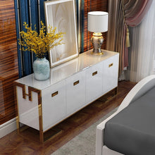 Load image into Gallery viewer, Modern light luxury living room high density board storage side cabinet study side stainless steel floor cabinet