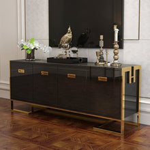 Load image into Gallery viewer, Modern light luxury living room high density board storage side cabinet study side stainless steel floor cabinet