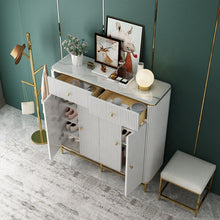 Cargar imagen en el visor de la galería, Modern light luxury storage modern simple shoe cabinet stainless steel shoe cabinet high quality marble panel shoe cabinet