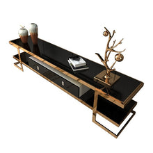 Load image into Gallery viewer, Modern light luxury TV cabinet light high quality living room design style stainless steel glass with TV cabinet