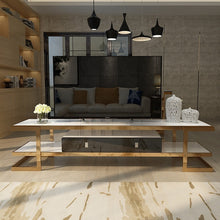 Load image into Gallery viewer, Modern light luxury TV cabinet light high quality living room design style stainless steel glass with TV cabinet