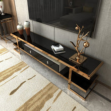 Load image into Gallery viewer, Modern light luxury TV cabinet light high quality living room design style stainless steel glass with TV cabinet