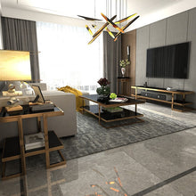 Load image into Gallery viewer, Modern light luxury TV cabinet light high quality living room design style stainless steel glass with TV cabinet