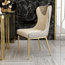 Load image into Gallery viewer, Modern simple light luxury stainless steel dining chair dining chair restaurant hotel LIGHT GRAY leather dining chair