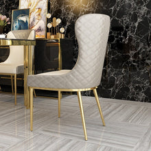 Load image into Gallery viewer, Modern simple light luxury stainless steel dining chair dining chair restaurant hotel LIGHT GRAY leather dining chair