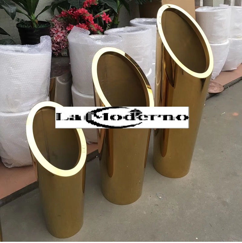 Metal Stainless Steel Mirror Gold Cone Big Planting Pots