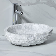 Загрузить изображение в средство просмотра галереи, Oval Shape Bathroom White Marble Outdoor Counter Top Wash Basin