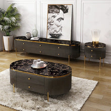 Load image into Gallery viewer, Popular modern luxury TV cabinet marble panel stainless steel living room hotel apartment furniture TV cabinet