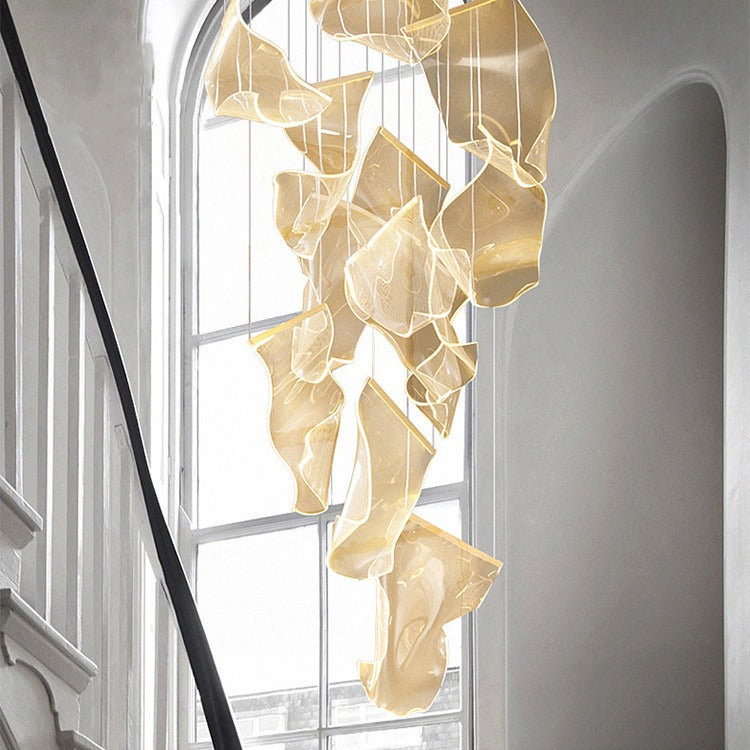 Postmodern light luxury villa living room creative duplex building hollow staircase acrylic pendant lamp Paper lamp chandelier "Price depends on the size you need"