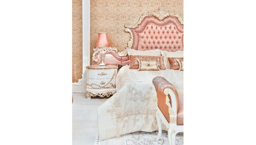 Royal Classic Bedroom Furniture Set Antique Noble Golden Solid Wood Ca