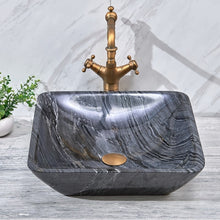 Загрузить изображение в средство просмотра галереи, Square Shape Ancient Stone Counter Top Wash Basin For Bathroom