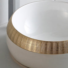 Load image into Gallery viewer, Unique modern restaurant hotel toilet washbasins round luxury ceramic white and gold hand wash art basin sink