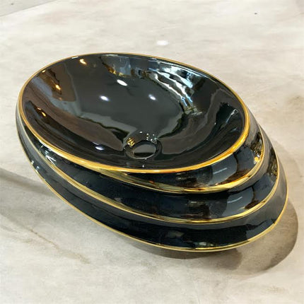 Porcelain Black Art Luxury Basin with Black Lining