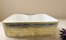 Load image into Gallery viewer, Rectangular White and Gold Basin with Detailing Iconic Medusa
