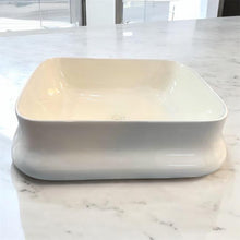 Load image into Gallery viewer, Serene Simplicity Square Porcelain Tabletop Wash Basin in Matte White
