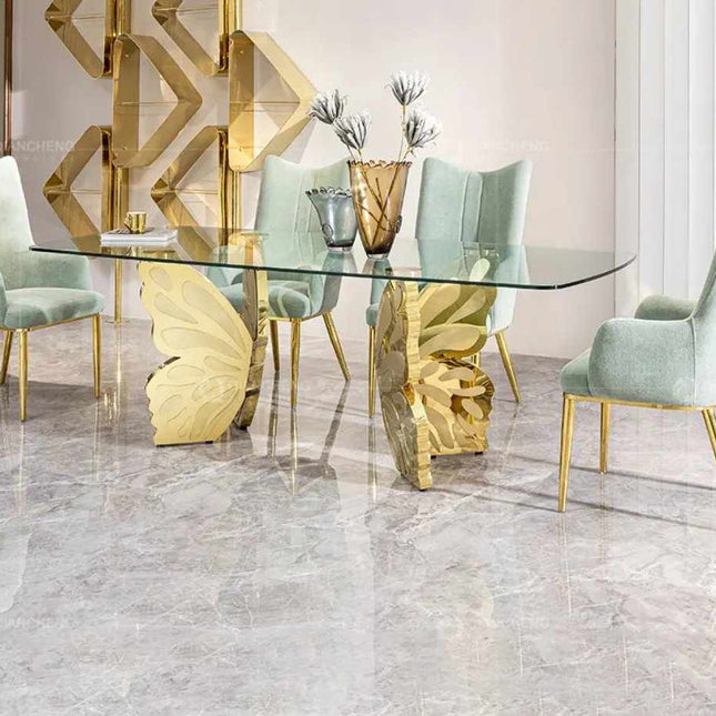 Modern Stainless Steel Golden Luxury Event Rentals Dining Butterfly Table