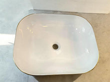 Load image into Gallery viewer, White Gold Square Porcelain Tabletop Wash Basin with Delicate Gold Vein Pattern, and Sleek Gold Trim
