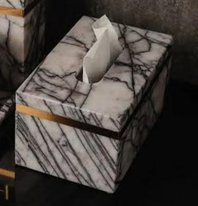 Natural White Marble Tissue Box Solid Surface Furniture Bathroom Vanities Accessories