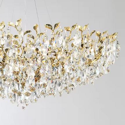 Luxury Crystal Leaf Chandelier – Modern Simple Elegant Hanging Ceiling Light 50cm
