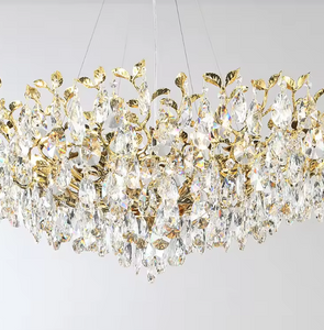 Luxury Crystal Leaf Chandelier – Modern Simple Elegant Hanging Ceiling Light 50cm