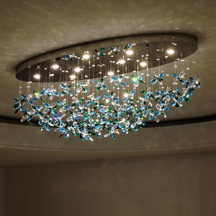 Italian Designer K9 Crystal Petal Chandelier – Luxury Adjustable Ceiling Light for Living Room, Bedroom & Hall