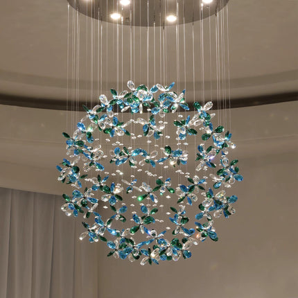 Italian Designer K9 Crystal Petal Chandelier – Luxury Adjustable Ceiling Light for Living Room, Bedroom & Hall