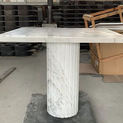 Ensemble table et chaises de salle à manger carrées en marbre blanc moderne, imperméable, mobilier de bar/cuisine/salle à manger pour appartement, villa, maison 