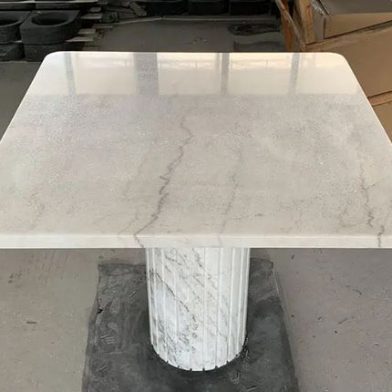 Ensemble table et chaises de salle à manger carrées en marbre blanc moderne, imperméable, mobilier de bar/cuisine/salle à manger pour appartement, villa, maison 