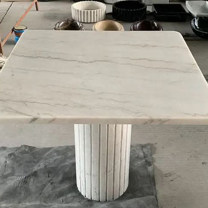 Ensemble table et chaises de salle à manger carrées en marbre blanc moderne, imperméable, mobilier de bar/cuisine/salle à manger pour appartement, villa, maison 