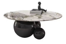 Charger l&#39;image dans la galerie, Creative Gold Ball Base Coffee Table Luxury Round Sintered Stone Top Tea Table Living Room Furniture
