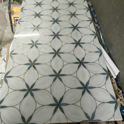 Luxury Matt Porcelain Anti-Slip Floor and Wall Tiles with 3D Golden Texture and Green Flower Pattern – Modern Custom Design for Villas and Interior Home Décor