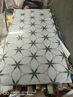 Luxury Matt Porcelain Anti-Slip Floor and Wall Tiles with 3D Golden Texture and Green Flower Pattern – Modern Custom Design for Villas and Interior Home Décor