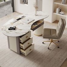 Cargar imagen en el visor de la galería, Italian Modern Home Designer Study Computer Desk Luxury Light Rock Board Boss Desk with Durable Storage Drawer
