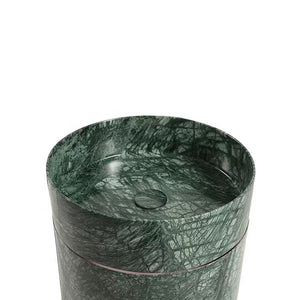 Luxury Green Stone Pedestal Sink with Golden Stainless Steel Ring – Designer Freestanding Basin