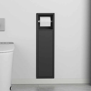 Matte Black Concealed Toilet Paper Holder with Brush – Wall Mounted 304 Stainless Steel Bathroom Accessory Set