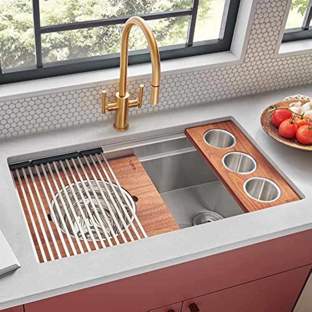 Edge Undermount 16” Single Bowl Stainless Steel Kitchen Workstation Sink