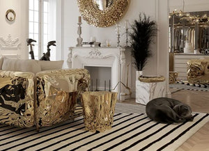 Tree Trunk Gold Coffee Table Glossy Stainless Steel Modern Style Luxury Living Room Furniture Golden Coffee Table