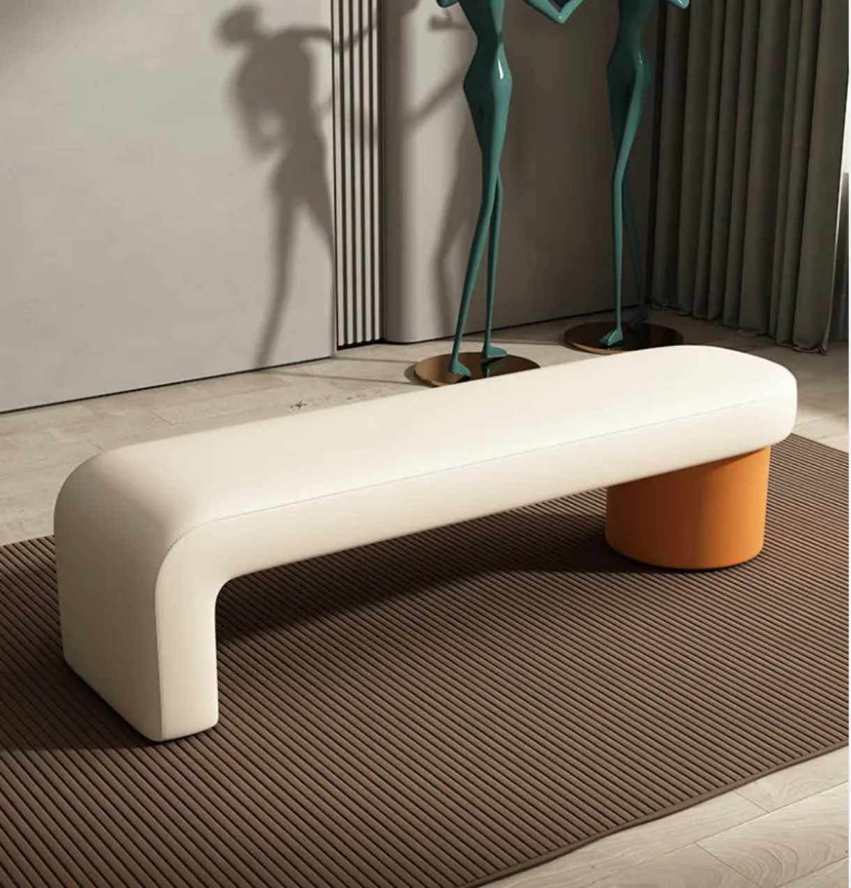 Nordic Commercial Velvet Shoe Changing Stool Home Long Sofa Bench Bed End Stool Ottoman