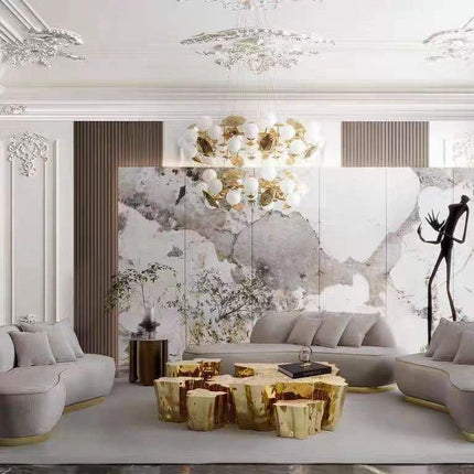 Luxury Modern Titanium Gold Stainless Steel Central Coffee Table Set – Bulk Metal Furniture for Elegant Living Rooms