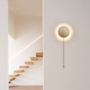 Travertine Round Wall Lamp Nordic Decor Bedroom Bedside Japanese Restaurant Staircase Wall Ambient Light