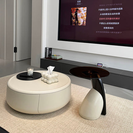 Modern French Cream Coffee Table – High-End Minimalist Designer Tea Table for Living Room & Small Apartment