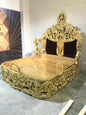 Royal Luxury King Size Bed– Complete Bedroom Furniture High End Birch Solid Wood Victorian Bed Gold
